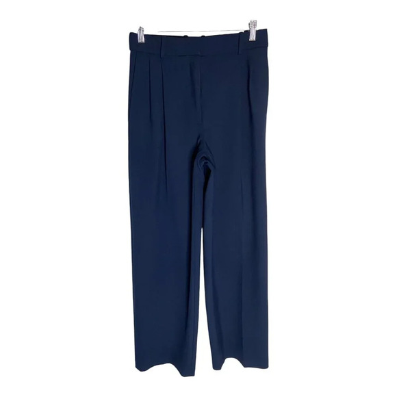 Babaton Pleated High Waisted Wide Leg Blue Tailored Trouser Pants-sz 6
